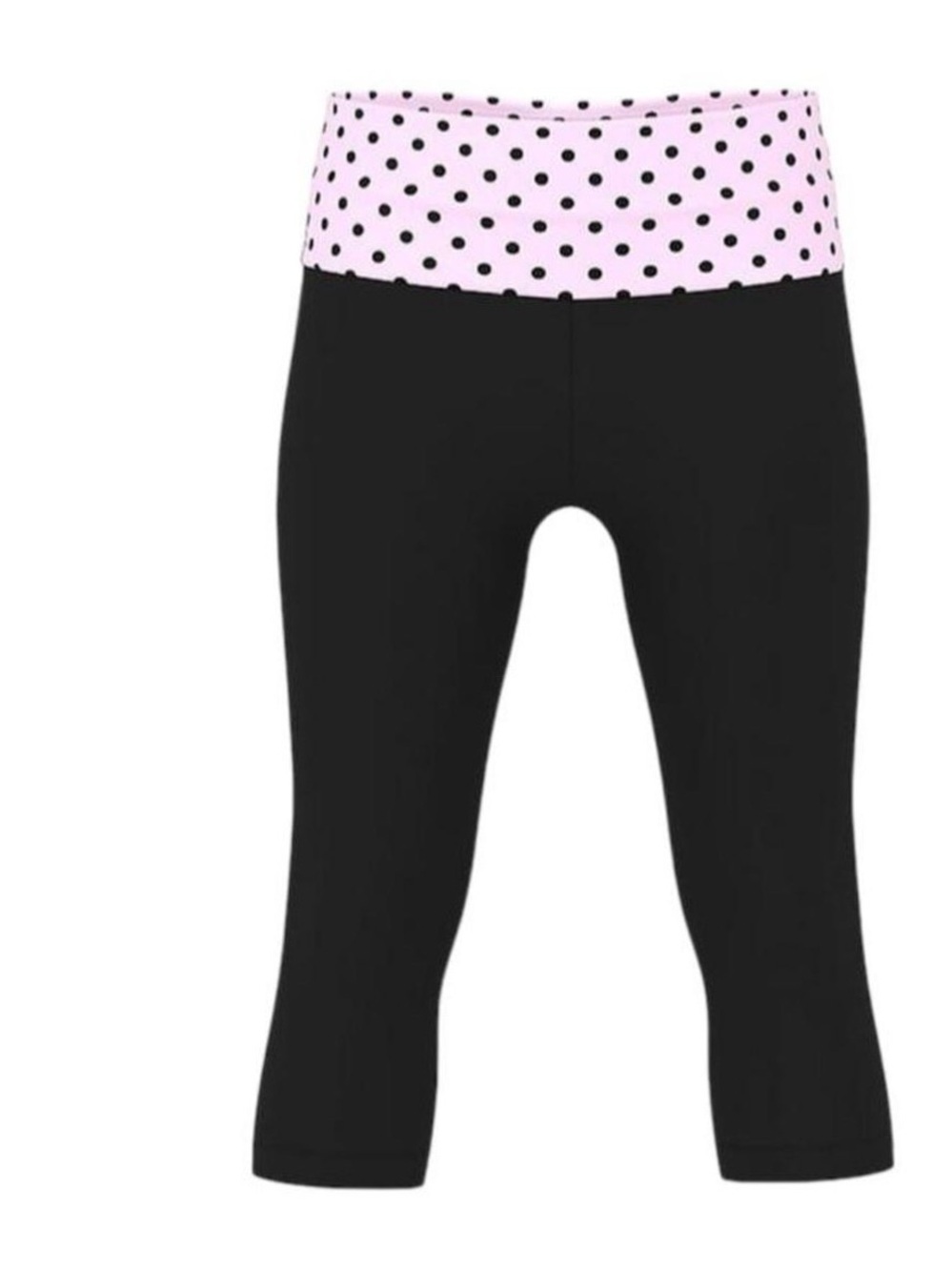 PINK by Victoria's Secret Black Capri Leggings with Pink Polka Dot Waistband